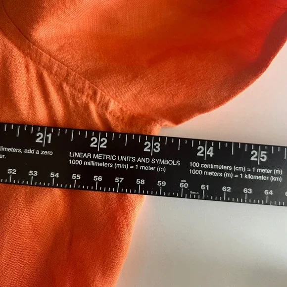 Sigrid Olsen XL Linen Button Down Top‎ Coral Orange Collared Shirt - Picture 9 of 10